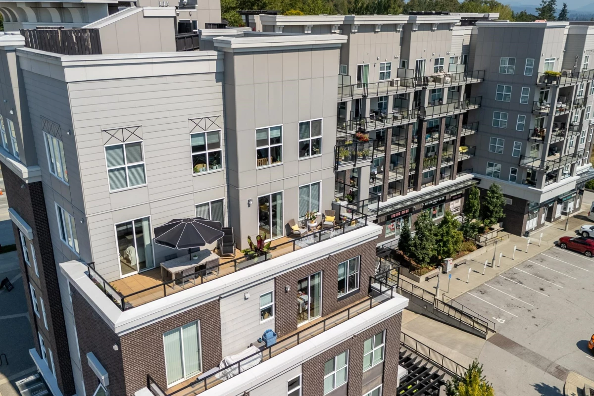 Aerial View of 501 20826 72 Avenue, Langley, BC