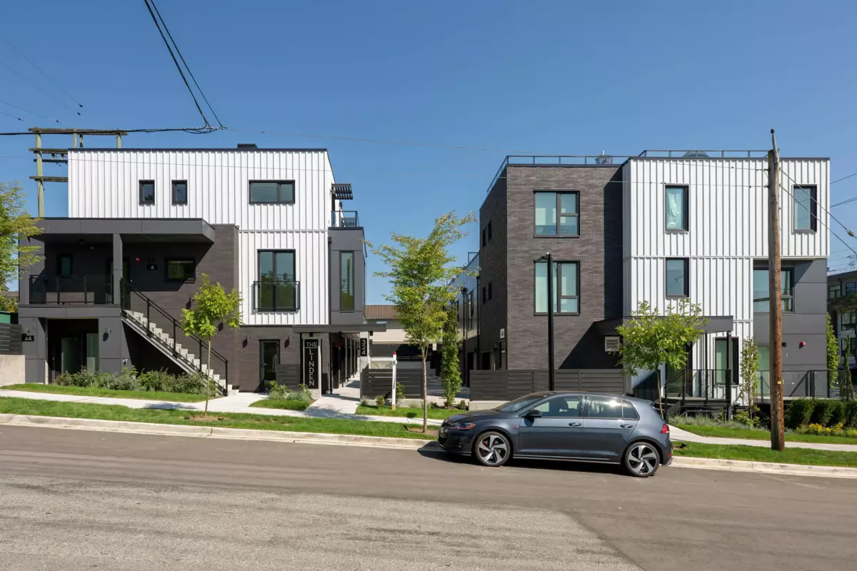 Aerial View of TH6 610 E 3rd Street, North Vancouver, BC