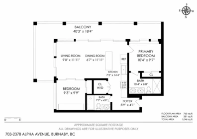 Outdoor Patio Photo of 703 2378 Alpha Avenue, Burnaby, BC