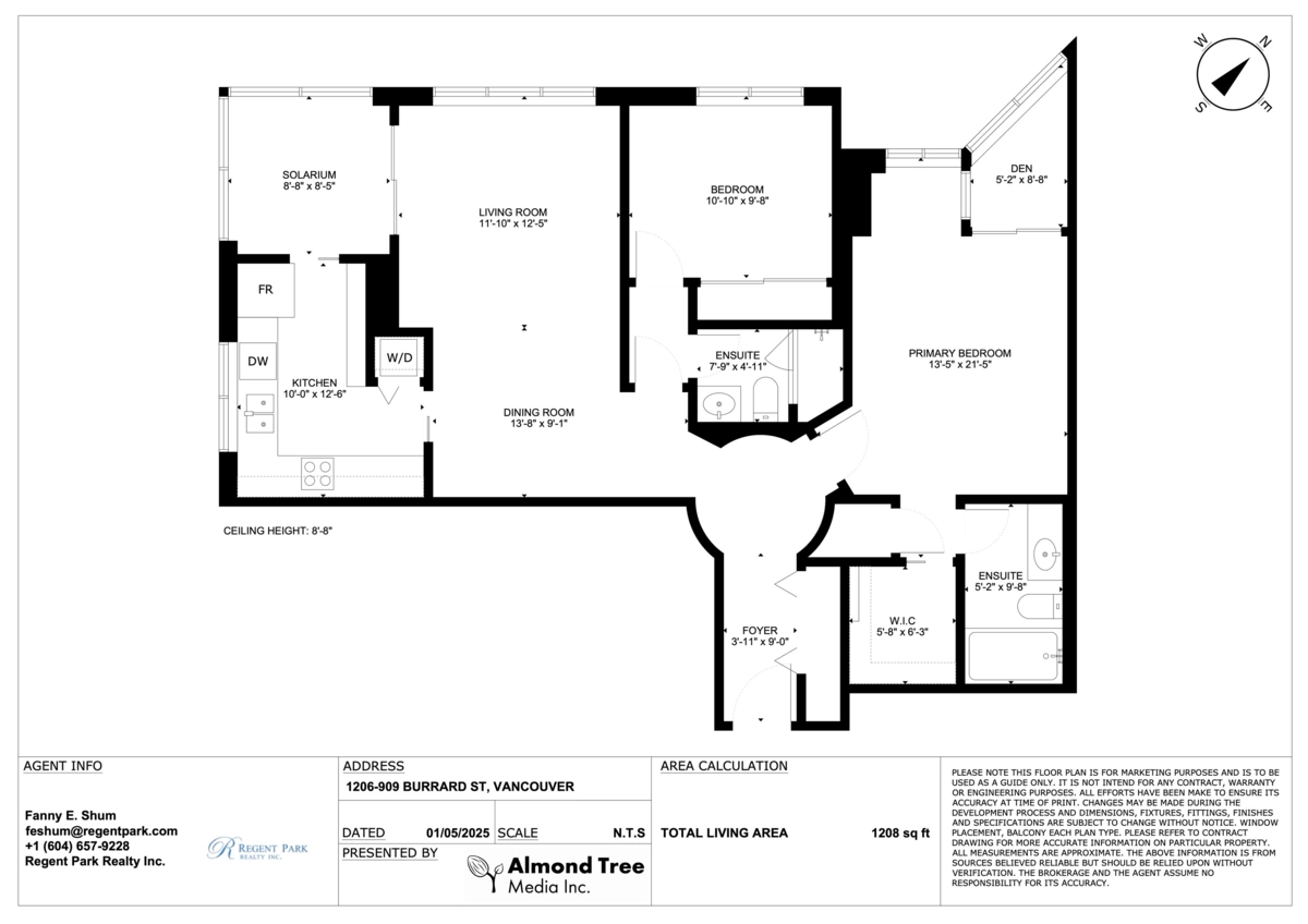 Office / Den Photo of 1206 909 Burrard Street, Vancouver, BC