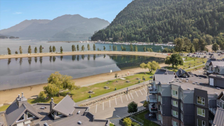 Aerial View of 209 378 Esplanade Avenue, Harrison Hot Springs, BC