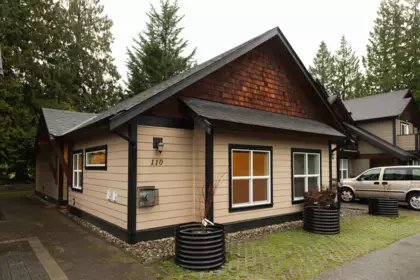 Front exterior of 110 518 Shaw Road, Gibsons, BC