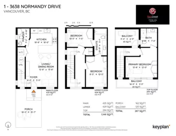 1 3638 Normandy Drive, Vancouver, BC, Vancouver — Half Duplex for sale