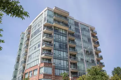 Front exterior of 402 12079 Harris Road, Pitt Meadows, BC