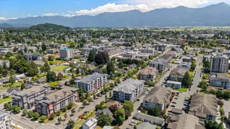 Aerial View of 104 45630 Spadina Avenue, Chilliwack, BC