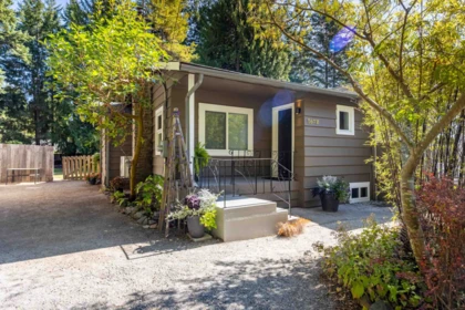 Aerial View of 5670 Trident Avenue, Sechelt, BC
