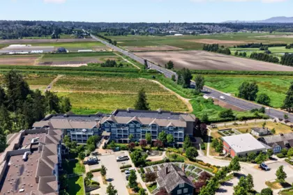 Aerial View of 406 16380 64 Avenue, Surrey, BC