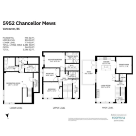 5952 Chancellor Mews, Vancouver, BC, Vancouver — Townhouse for sale