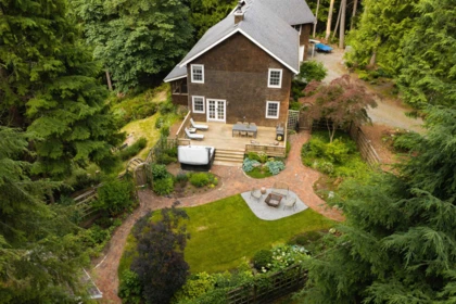 Aerial View of 740 Minnows Lane, Bowen Island, BC