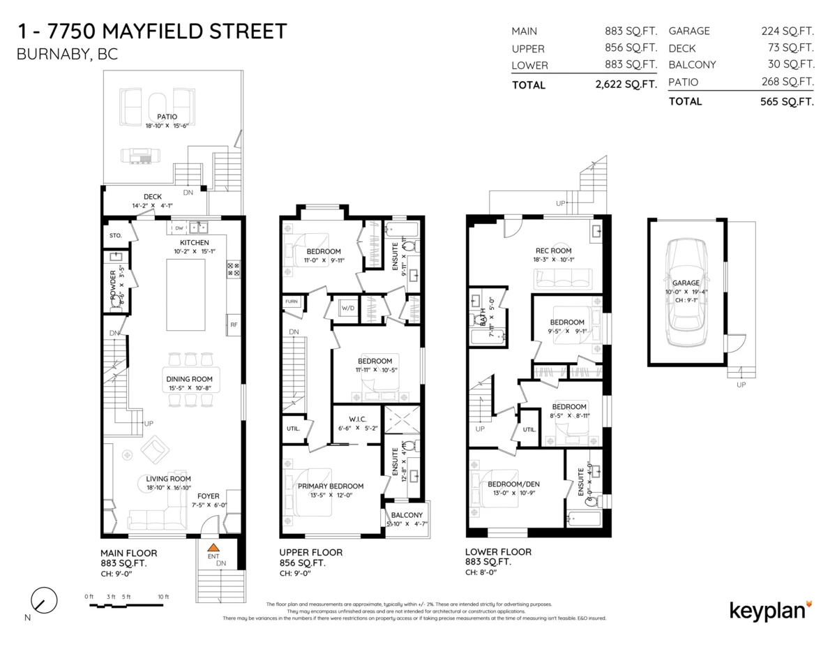 Living Room Photo of 1 7750 Mayfield Street, Burnaby, BC