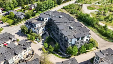 Aerial View of 201 9983 E Barnston Drive Street, Surrey, BC