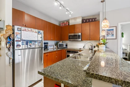 Kitchen Island Photo of 302 100 Capilano Road, Port Moody, BC