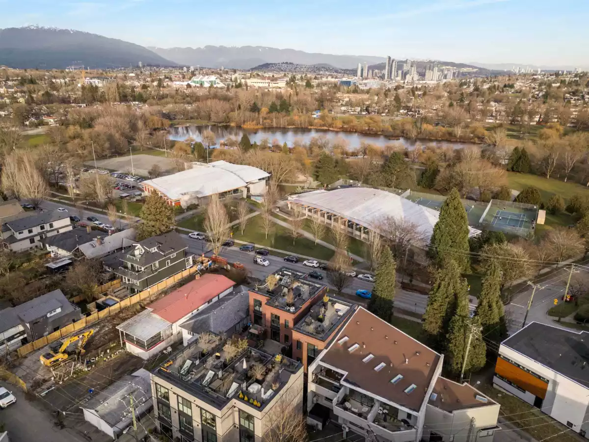 Aerial View of 3429 Porter Street, Vancouver, BC