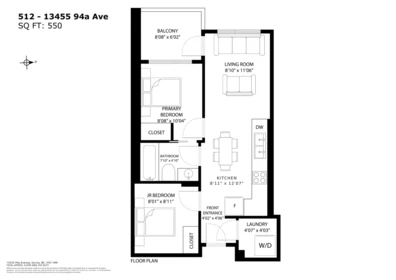 Entry Foyer Photo of 512 13455 94a Avenue, Surrey, BC