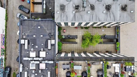 Aerial View of 311 1647 E Pender Street, Vancouver, BC
