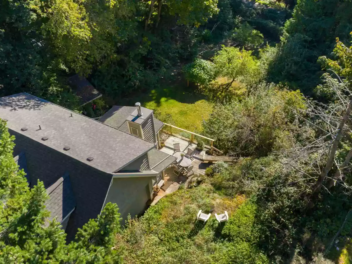 Aerial View of 1245 Miller Road, Bowen Island, BC