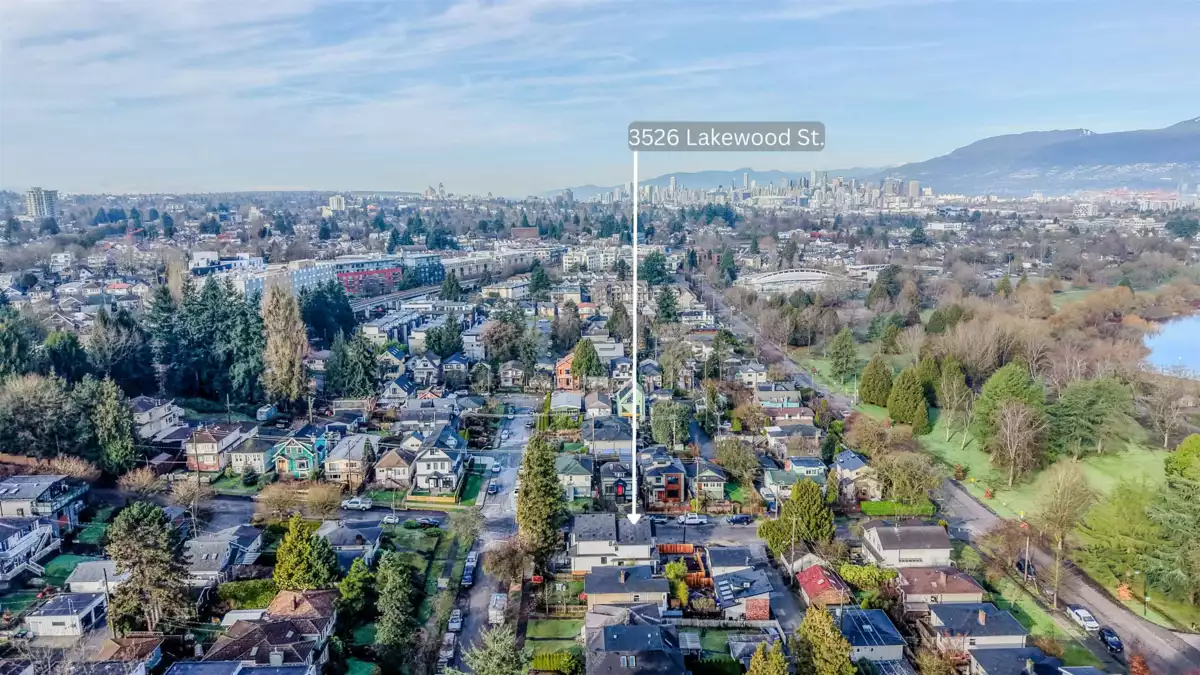 Aerial View of 3526 E Lakewood Street, Vancouver, BC