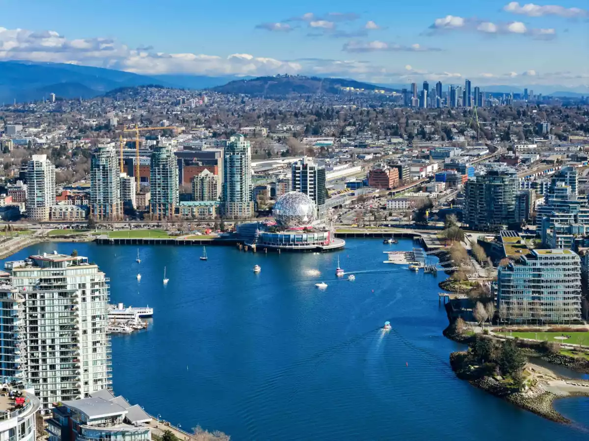 Aerial View of 607 821 Cambie Street, Vancouver, BC