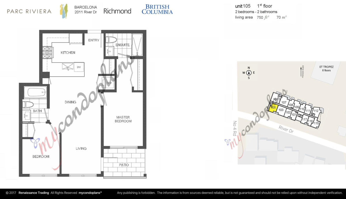 Exterior Rear Photo of 105 10011 River Drive, Richmond, BC