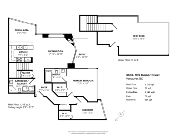 Aerial View of 3603 939 Homer Street, Vancouver, BC