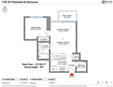 1703 977 Mainland Street, Vancouver, BC