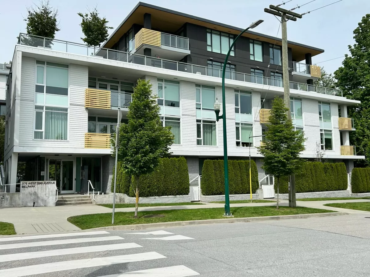Exterior Rear Photo of 202 375 W 59th Avenue, Vancouver, BC