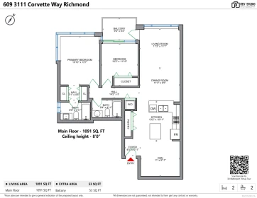 Aerial View of 609 3111 Corvette Way, Richmond, BC