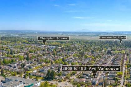 Aerial View of 2868 E 49th Avenue, Vancouver, BC
