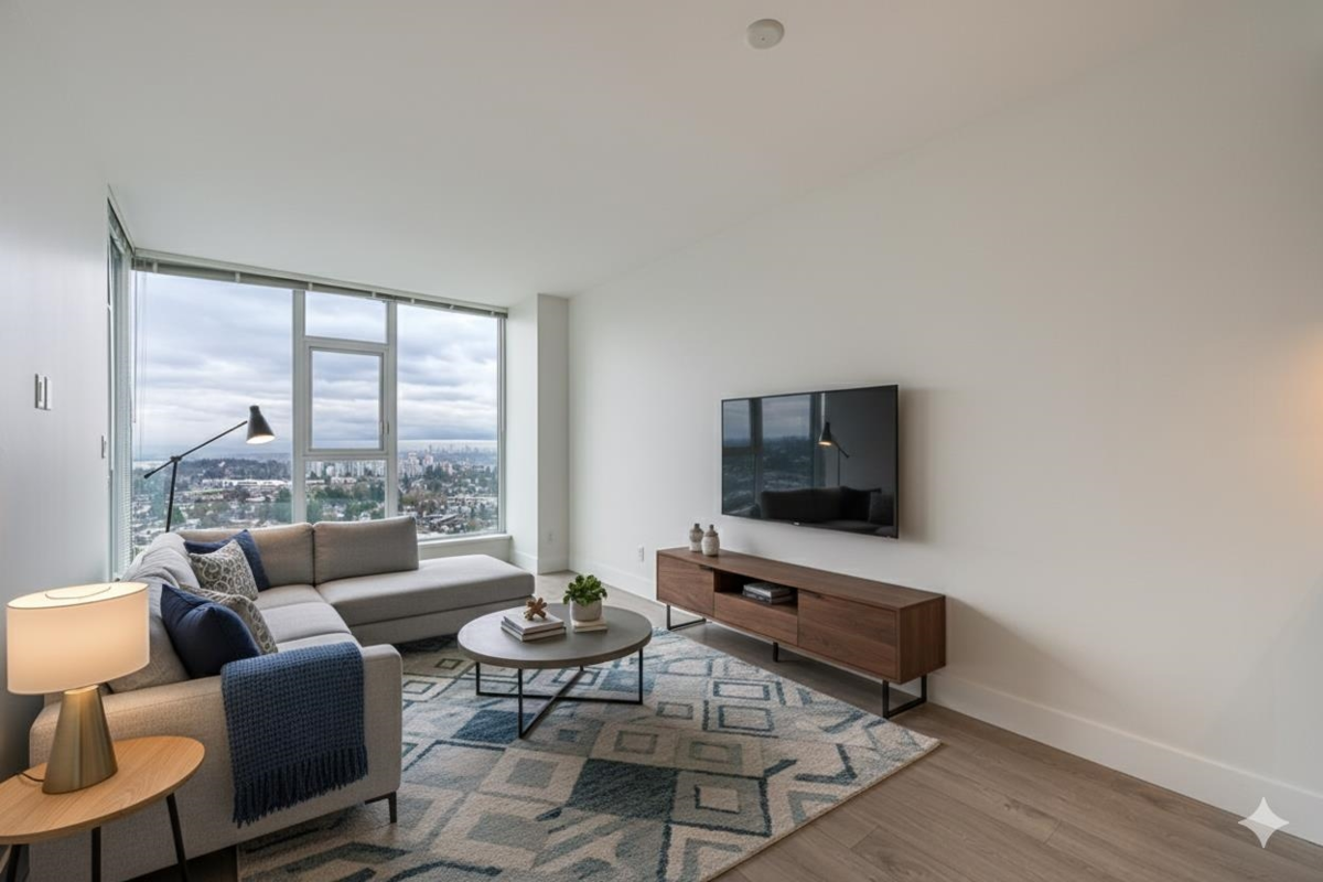 Living Room Photo of 2506 7388 Kingsway, Burnaby, BC