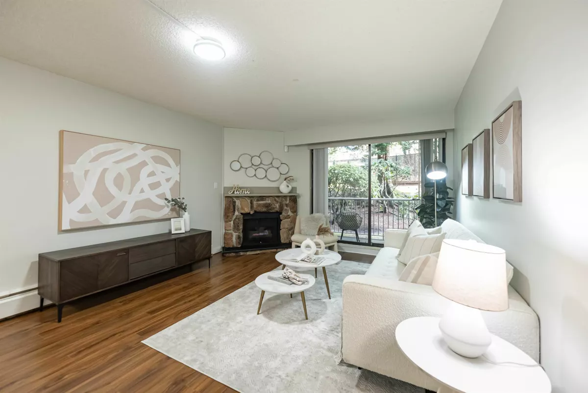 Living Room Photo of 102 3901 Carrigan Court, Burnaby, BC