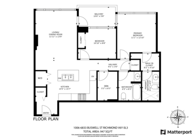 1006 6833 Buswell Street, Richmond, BC, Brighouse — 2 bed apartment/condo for sale