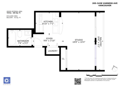 Outdoor Patio Photo of 205 3438 Vanness Avenue, Vancouver, BC