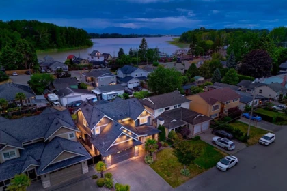 Aerial View of 4557 Savoy Street, Delta, BC