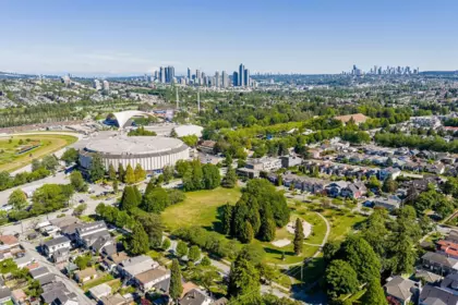 Aerial View of 2877 Cambridge Street, Vancouver, BC