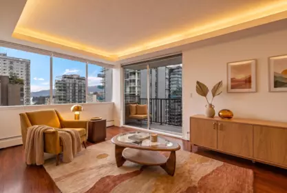 Living Room Photo of 1504 1251 Cardero Street, Vancouver, BC