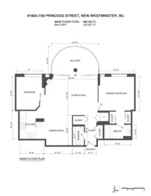 Aerial View of 1604 739 Princess Street, New Westminster, BC