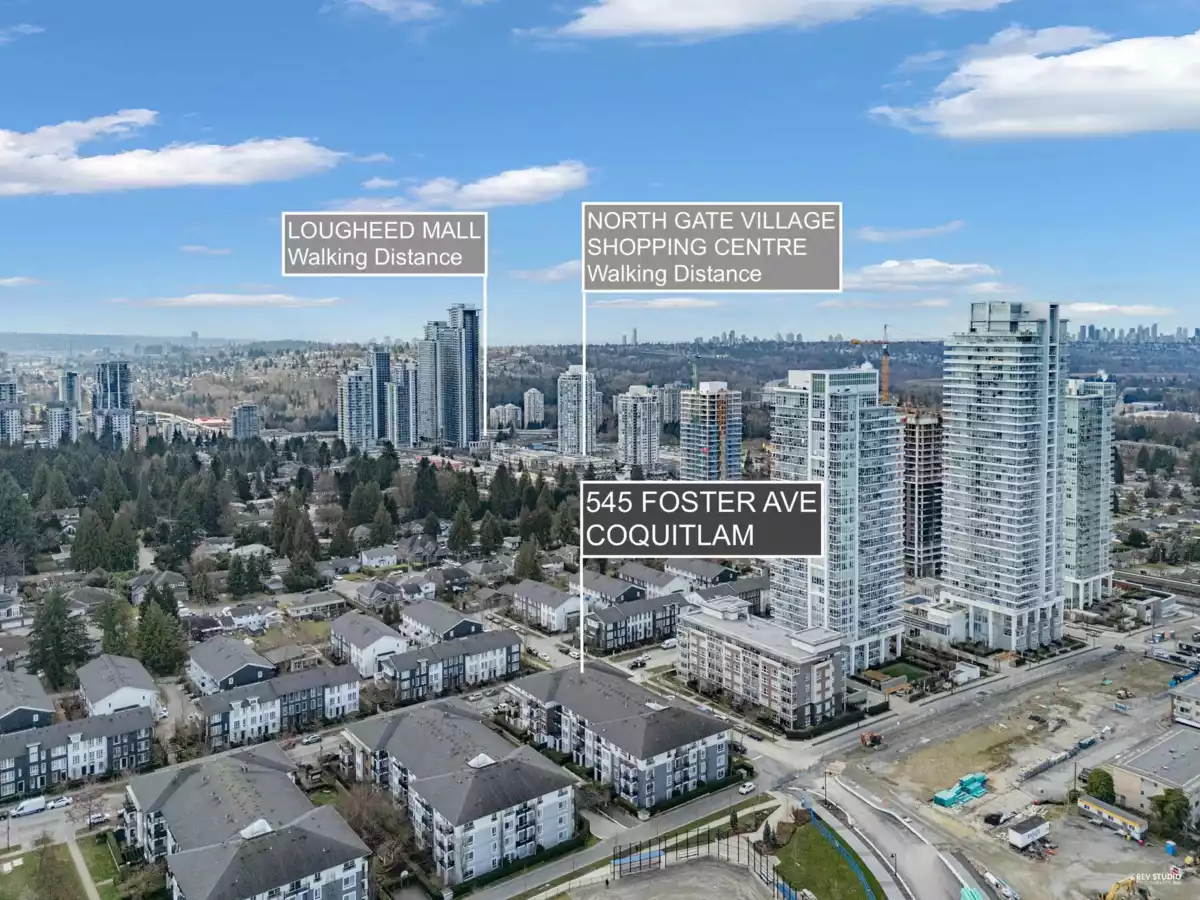 Aerial View of 412 545 Foster Avenue, Coquitlam, BC