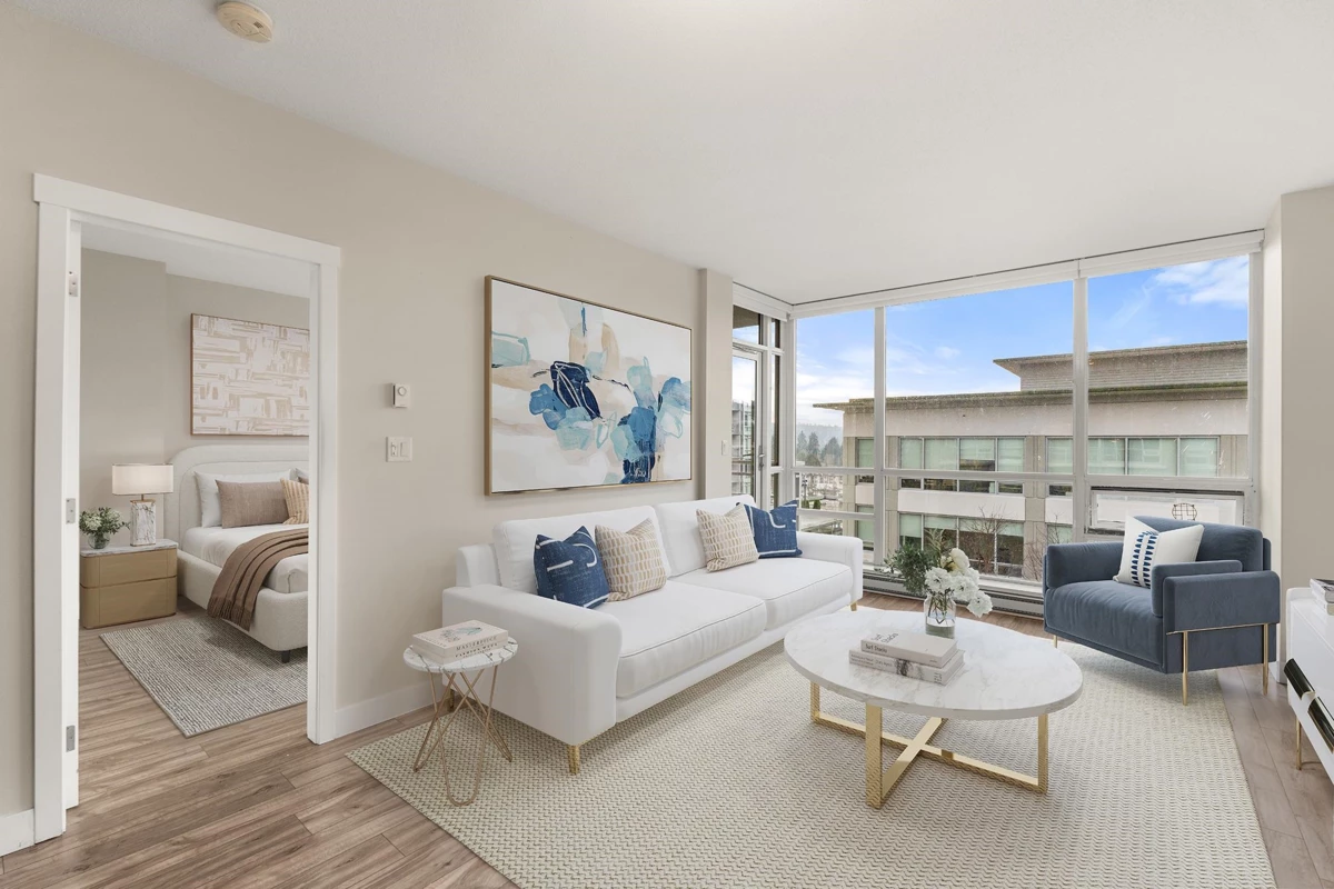 Living Room Photo of 802 2968 Glen Drive, Coquitlam, BC
