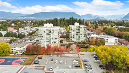 Aerial View of 604 12079 Harris Road, Pitt Meadows, BC