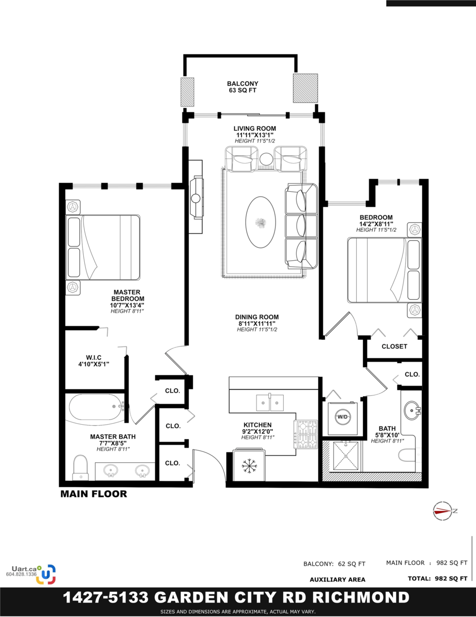 Bedroom 3 Photo of 1427 5133 Garden City Road, Richmond, BC