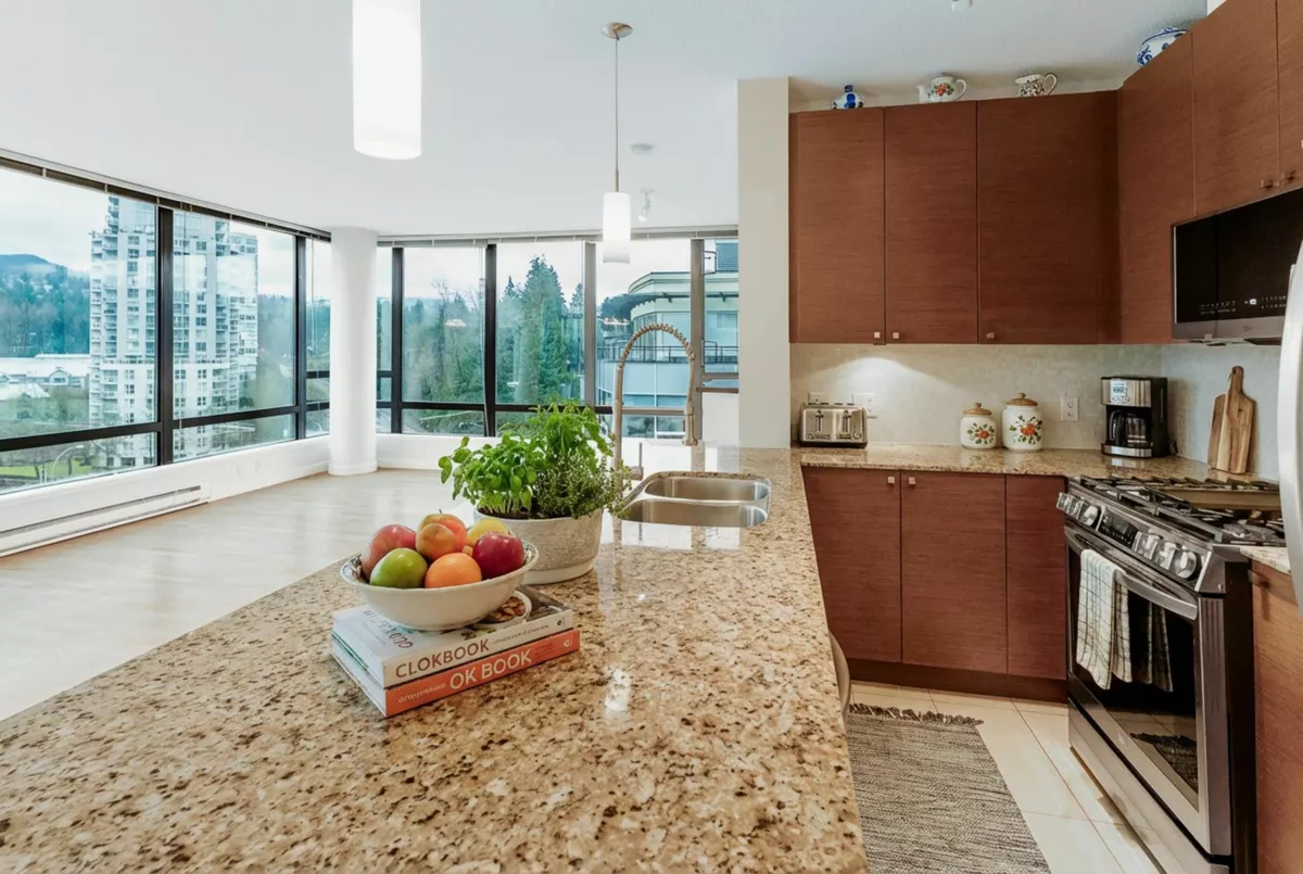 Living Room Photo of 708 110 Brew Street, Port Moody, BC