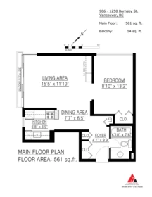 Aerial View of 906 1250 Burnaby Street, Vancouver, BC