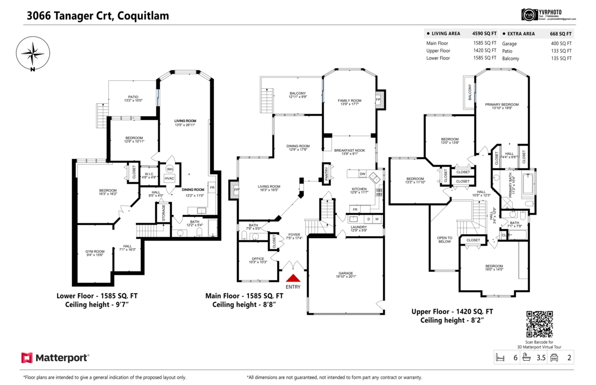 Aerial View of 3066 Tanager Court, Coquitlam, BC
