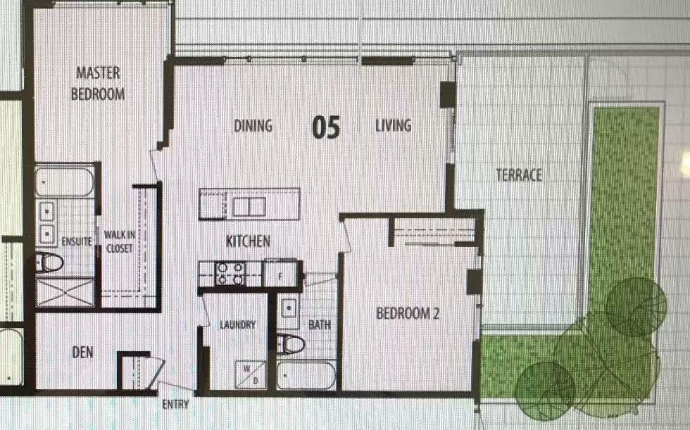 Living Room Photo of 1005 8688 Hazelbridge Way, Richmond, BC