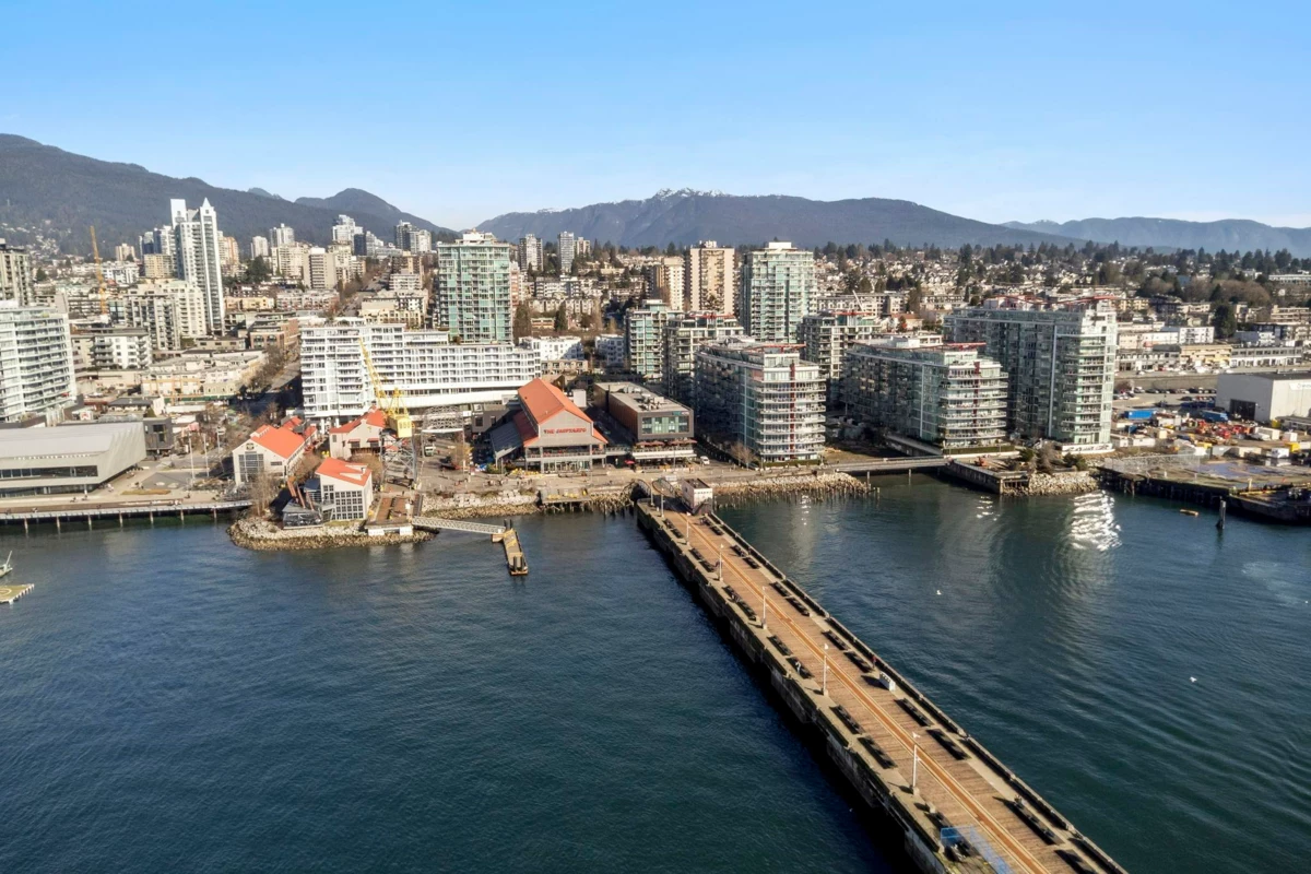 Aerial View of TH2 168 E Esplanade Avenue, North Vancouver, BC