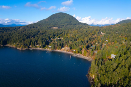 Aerial View of 1670 Whitesails Drive, Bowen Island, BC