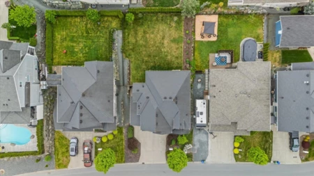 Aerial View of 7377 Ramsay Place, Chilliwack, BC