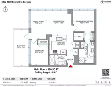Hallway Photo of 3302 4880 Bennett Street, Burnaby, BC