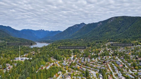Aerial View of 4506 Ranger Avenue, North Vancouver, BC