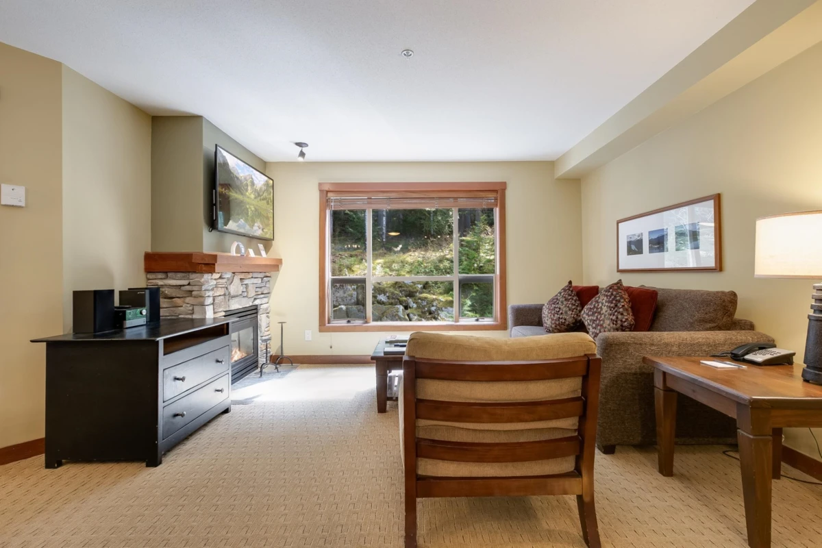 Living Room Photo of 214G1 4653 Blackcomb Way, Whistler, BC